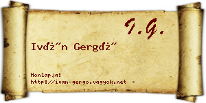 Iván Gergő névjegykártya